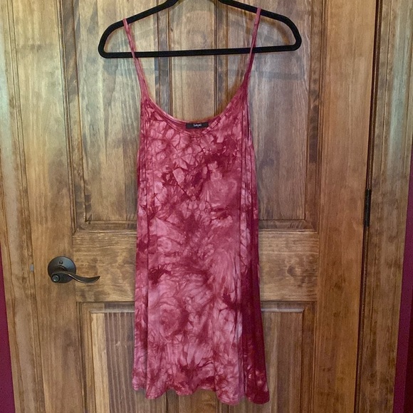 Laksmi Dress Sleeveless Tank Top swim cover red hot pink tie dye Size M - Picture 3 of 8